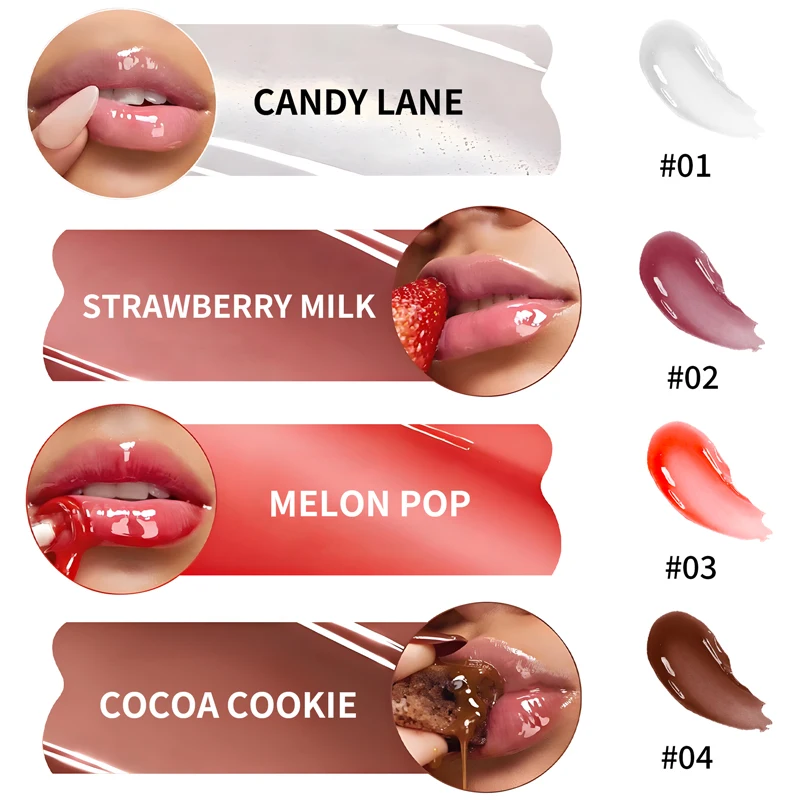 Nawilżający i długotrwały błyszczyk do ust, łatwy w aplikacji, nieklejący się naturalny makijaż ust.