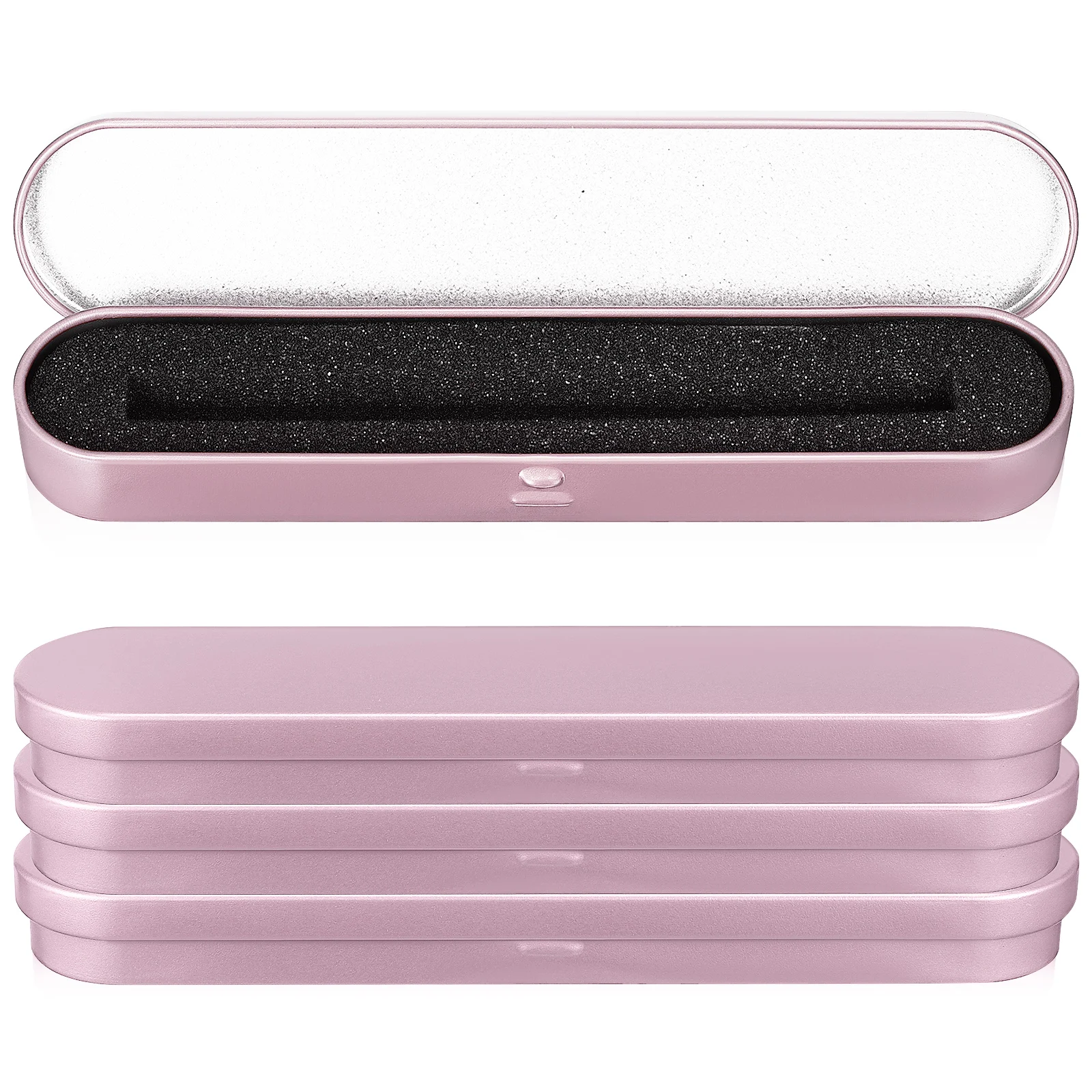 

4 Pcs Metal Pencil Box Rose Gold Pen Cases with Sponge Lining for Ballpoint Stylus Gift Storage Jewelry Holder