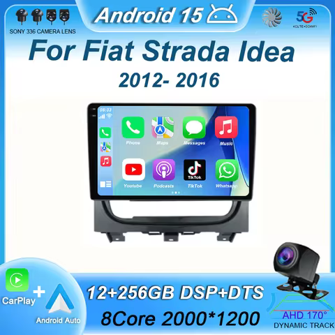 Android 15 Carplay Auto For Fiat Strada Idea 2012 - 2016 Car Radio Multimedia System Recorder Navigation GPS Stereo 2 Din DVD BT