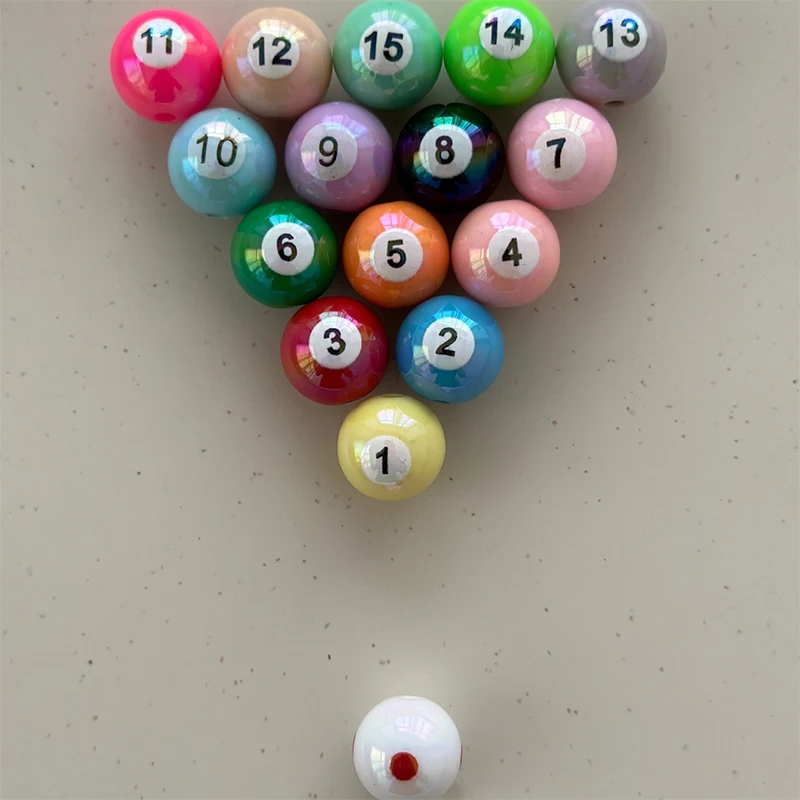 1Pc 16mm Round Acrylic Big Hole Billiards Ball Loose Spacer Beads For Jewelry Making DIY Handmade Bracelet Findings