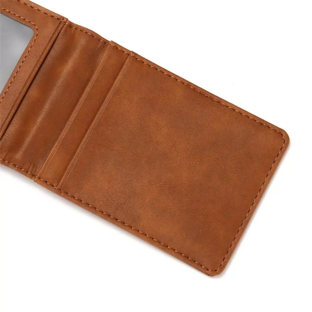 Mini PULeather Short Wallet Ultra-thin Money Clips Credit Card Case Card Holder Anti theft Swipe Male Purse Men