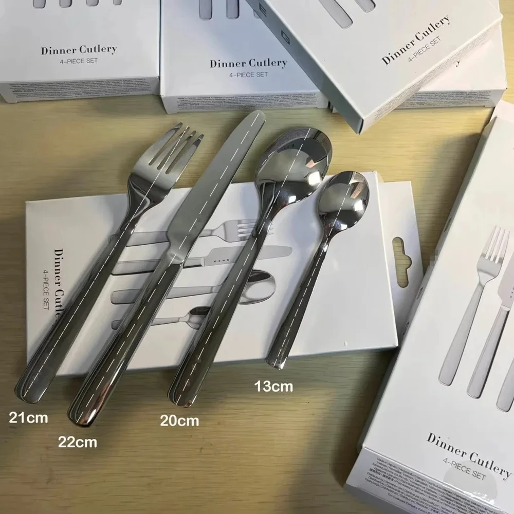 Original From Italy Western Food Knife Set Home 316 Stainless Steel European High-grade Steak Knife and Fork Silver 4-piece