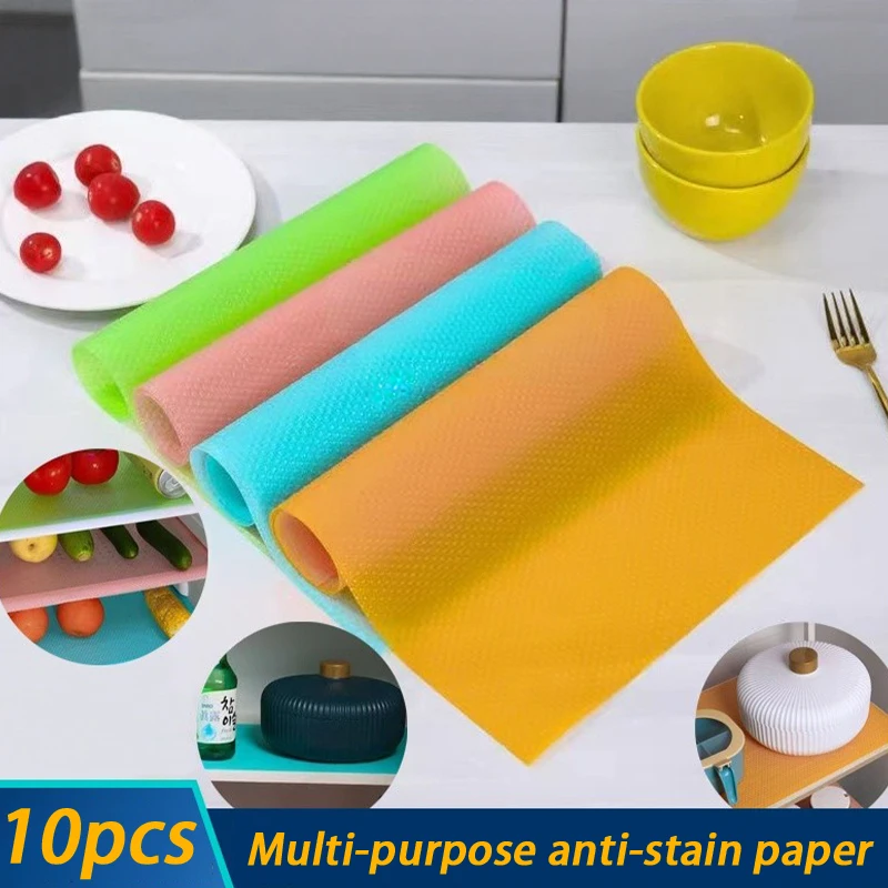 10Pcs EVA Refrigerator Mats Oil Resistant Cuttable Cabinet Drawer Mats Easy Clean Placemats Thermal Insulation Coasters
