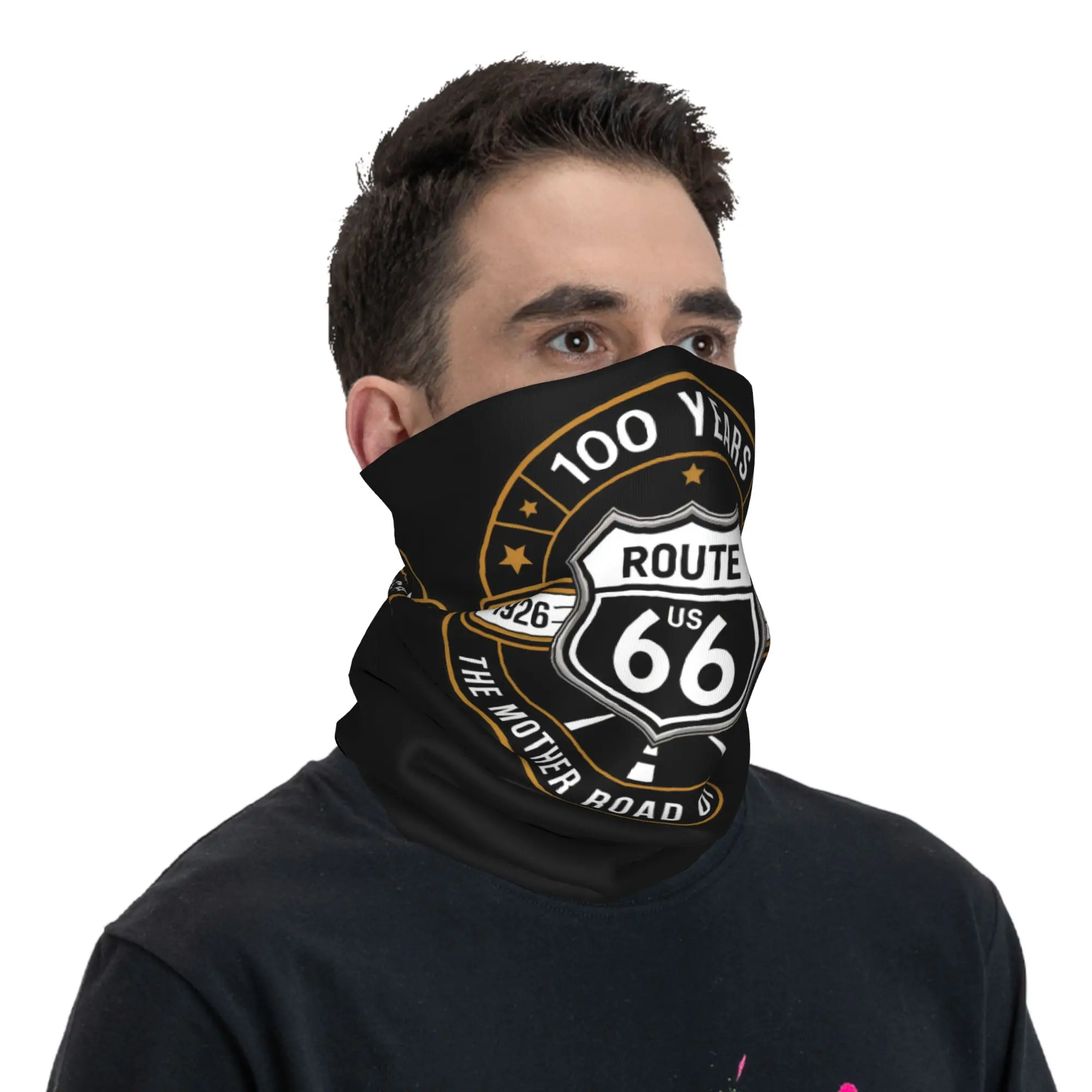 ผ้าคลุมคอสำหรับขี่มอเตอร์ไซค์บนทางหลวงอเมริกาหมายเลข 66 สำหรับผู้ชายและผู้หญิง ใช้เป็นผ้าพันคอ ผ้าปิดหน้า หรือผ้าโพกศีรษะ