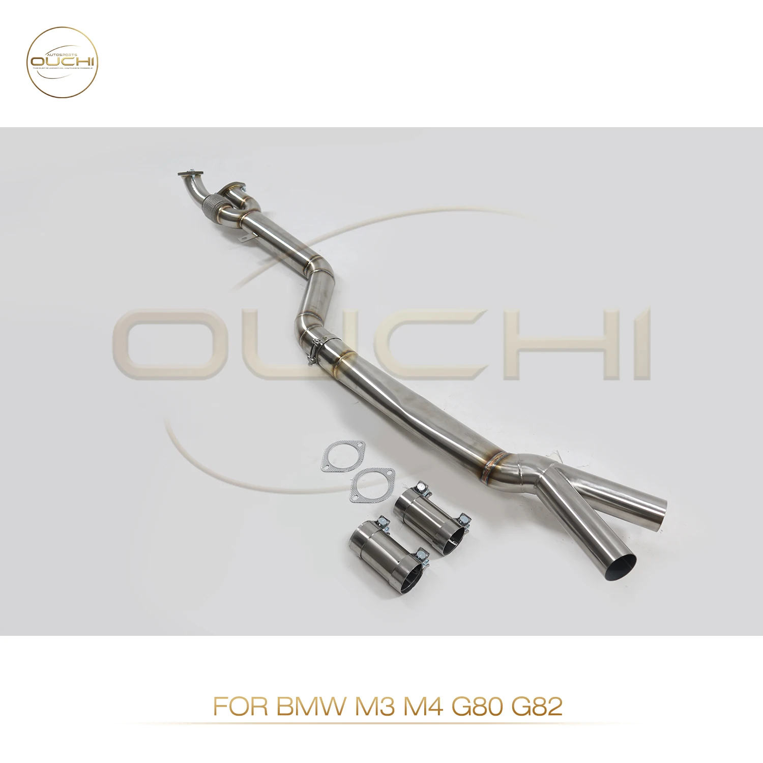 OUCHI Exhaust System High Flow Performance Middle Pipe for BMW M3 M4 G80 G82 2020+ 3.5 Inch Single Pipe Resonator