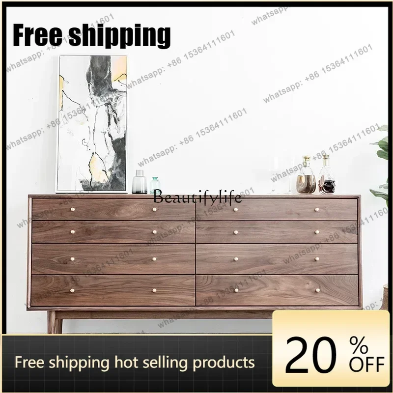 jj5 Simple solid wood mortise and tenon locker Nordic light luxury bedroom living room multi-layer storage drawer cabinet