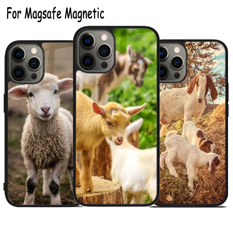 

Farm Animals 1 Goat Kids Wireless Charge Magsafe Phone Case For iPhone 15 16 14 13 11 12 Pro Max Plus Magnetic Bumper Cover