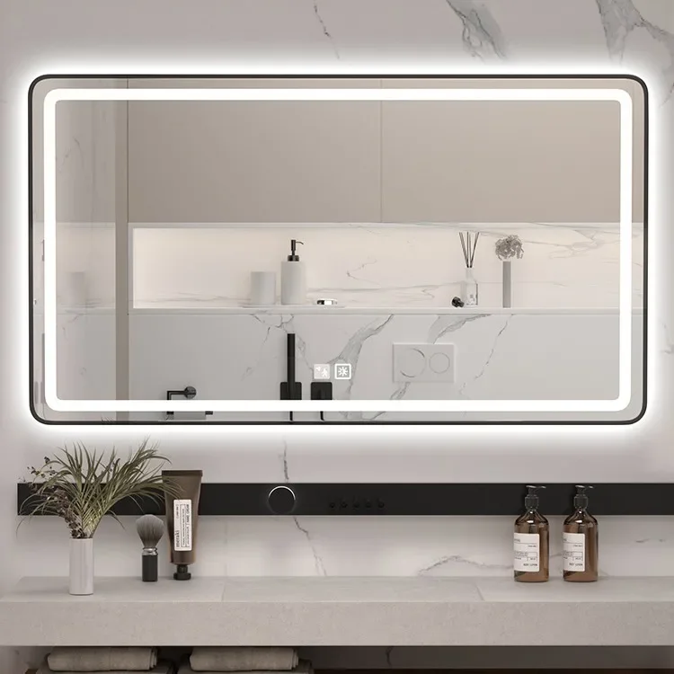 60x90cm Intelligent Diode Washroom Reflector Hospitality Standard Condensation Free Rear Lit Premium Grooming Glass