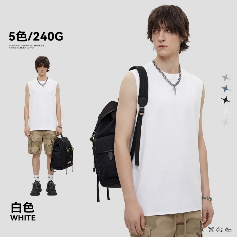 Youth Boy Quick Dry Tank Tops Popular Trendy American Style Retro Sleeveless Unisex Sportswear Breathable Ice Cool Feel T-Shirts