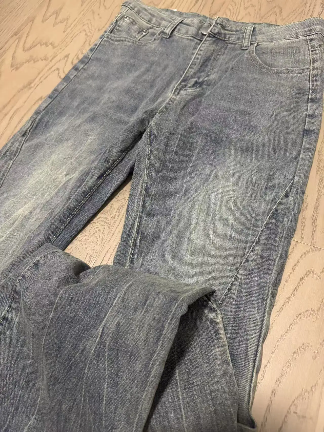 Übergroße gewaschene Denim-Flare-Hose für Damen, Frühling und Sommer, hohe Taille, schlanke schwarze graue Jeans, amerikanischer Stil, Vintage-lange Hose