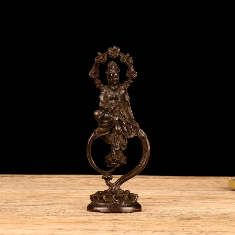 Antique Bronze Figurine, Alloy Buddha , Guanyin Bodhisattva Statue, Religious Ornament, Craft Item