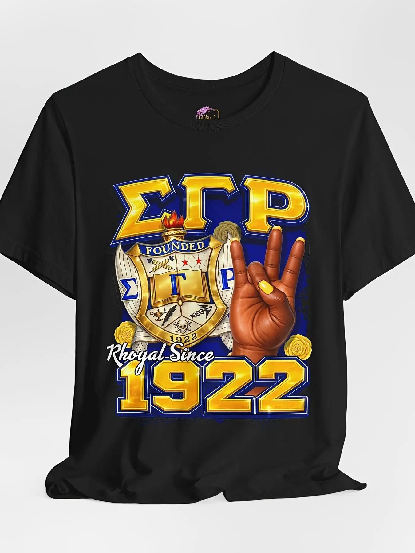 Sigma Gamma Rho I Royal Since Greek Letters Hand Symbol Shirt, Casual Sports T-Shirts, Suitable for Beaches, Outdoors, Fishing, And Golf Activities.Ideal for Both Men And Women, Perfect As Gifts