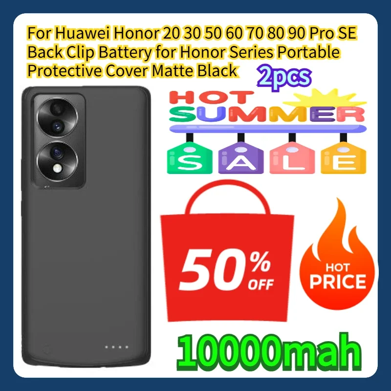 

For Huawei Honor 20 30 50 60 70 80 90 Pro SE Back Clip Battery for Honor Series 10000mah Matte Black 2pcs