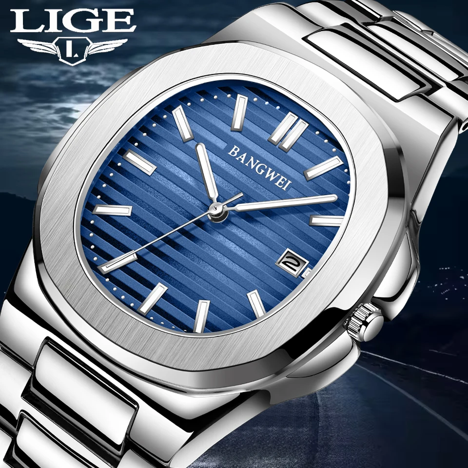 

LIGE Business Watch Men Fashion Sports Waterproof Men's Quartz Wristwatches Top Brand Luxury Creative Steel Square Watch For Men