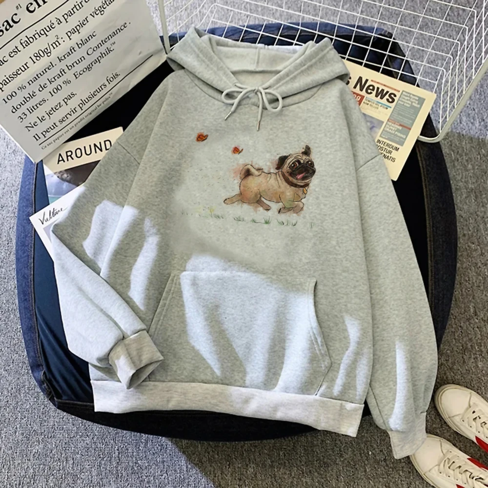 Pug sudaderas con capucha para mujer, ropa de calle de anime japonés, top de manga larga, ropa gótica, chándal para mujer