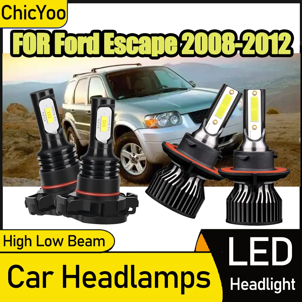 

LED Headlight Bulbs H13 High Low Beam 120W Turbo Fog Lamps 6000K White Plug and Play FOR Ford Escape 2008 2009 2010 2011 2012