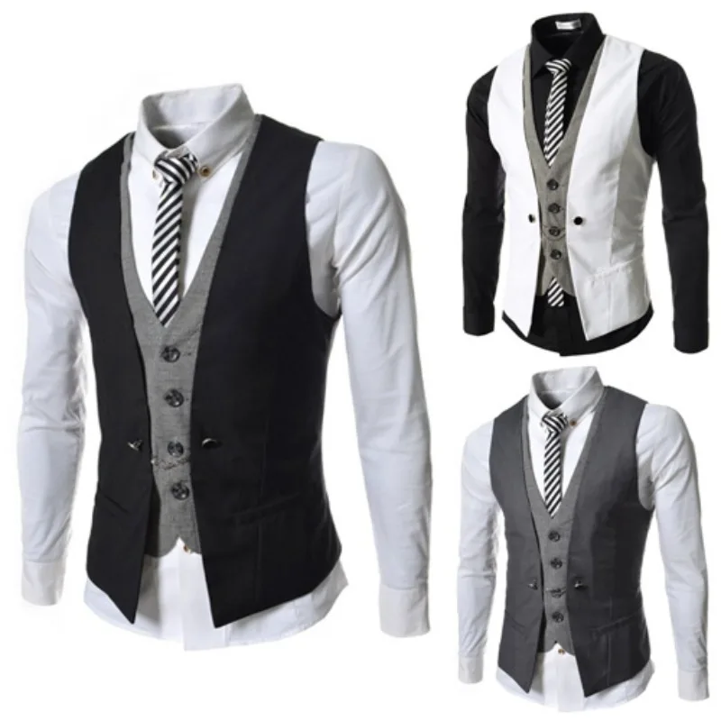Plaid Color Matching Men's Casual Vest Jacket Fashion Vest