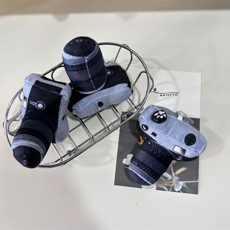 1/2 pièces mignon dessin animé drôle caméra en peluche poupée en peluche porte-clés sac pendentif créatif sac à dos suspendus ornements porte-clés cadeaux