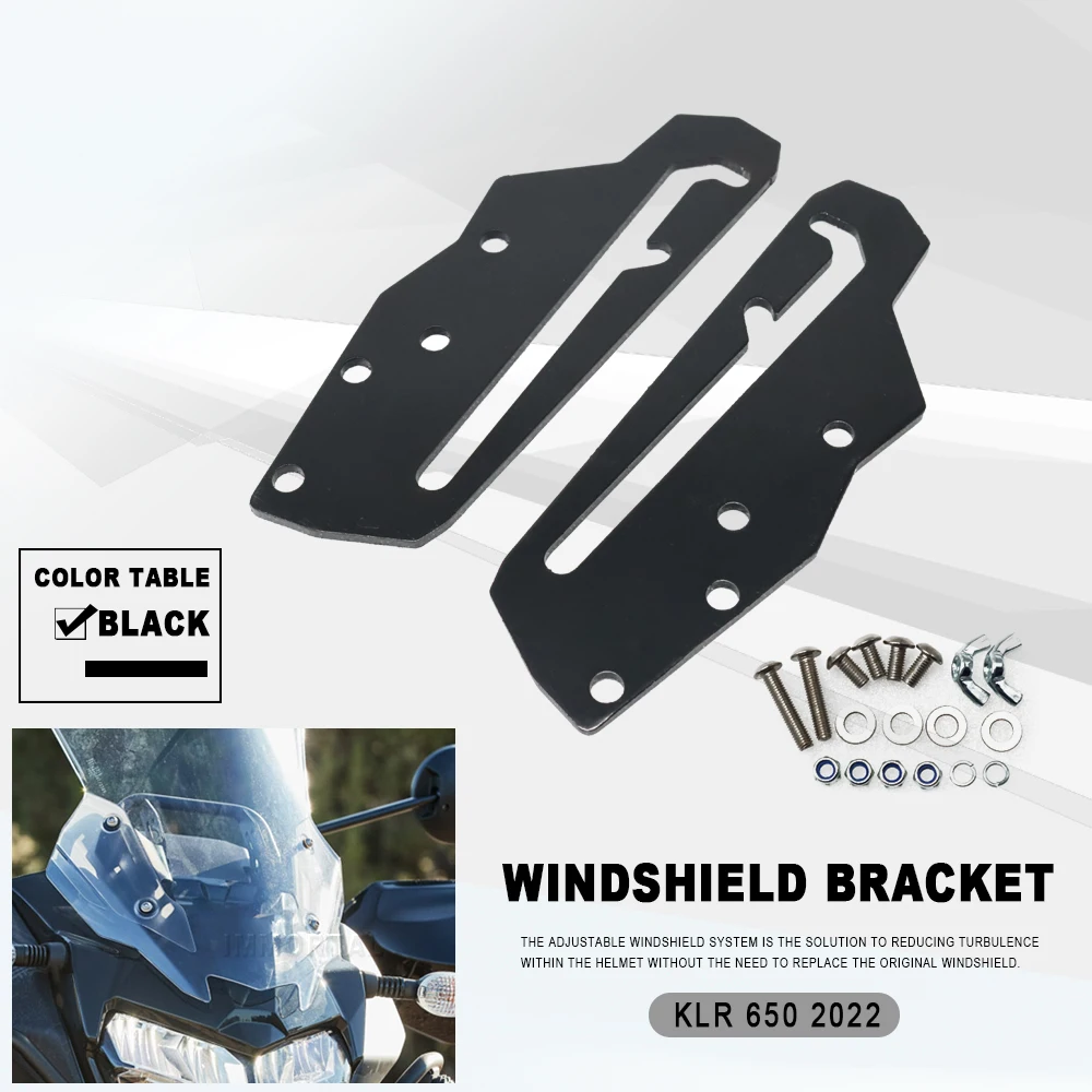 

For Kawasaki KLR 650 2022 Motorcycle accessories Windscreen Adjusters CNC Windshield Support Holder kits Windshield Bracket