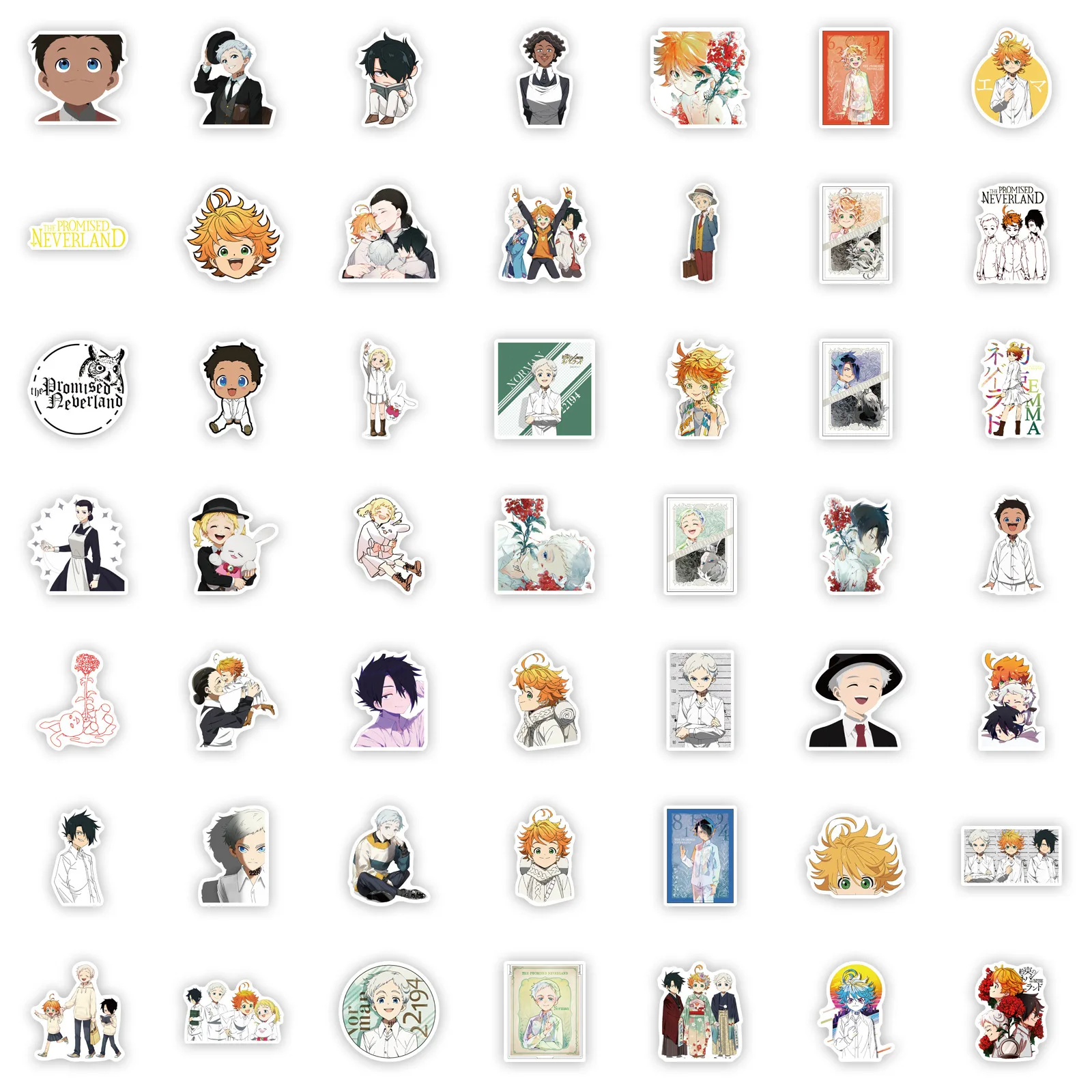 50pcs The Promised Neverland Graffiti Sticker Notebooks Computer Cartoon Decorative Waterproof Stickers