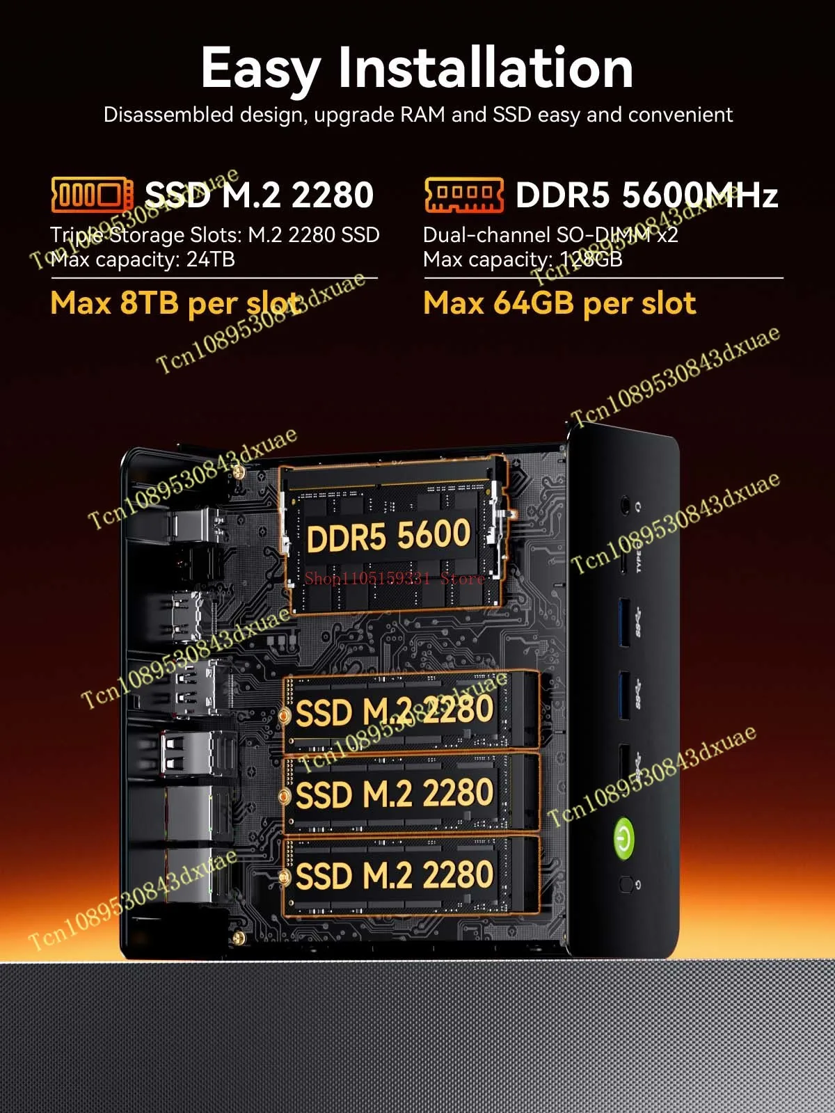 GMKtec NcuBox K12 MINI PC Ryzen 7 H255 DDR5 5600Mhz (Up to 64GB) PCIe4.0 Nvme SSD WIFI6E BT5.2 8K HD Mini PC Diy Gaming Computer - view 4