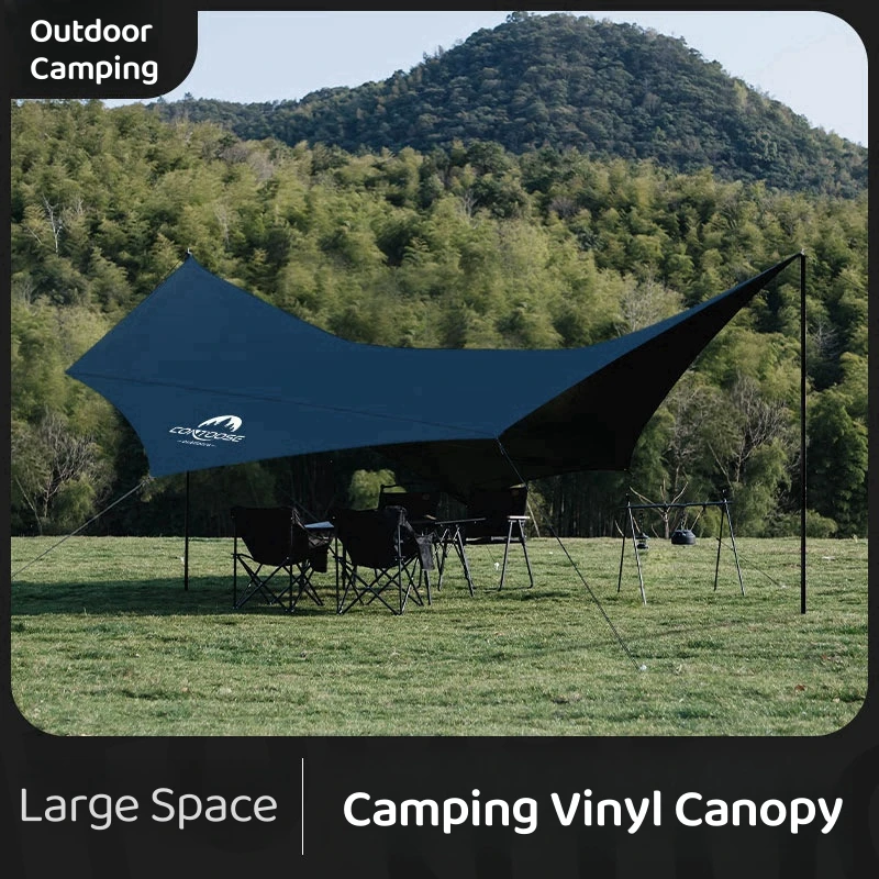 

Outdoor Camping Vinyl Canopy Portable Sunscreen Vinyl Coated Shade Tent Waterproof Black Coated Canopy Camping UV Sun Shelter