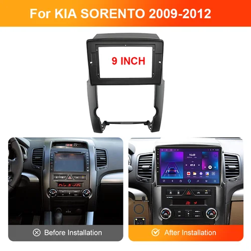 Imagen 2 del producto Para KIA SORENTO 2009-2012 Kits de tablero de audio Marco Facia Panel Player Marco de pantalla de DVD de 10 pulgadas (negro mate)