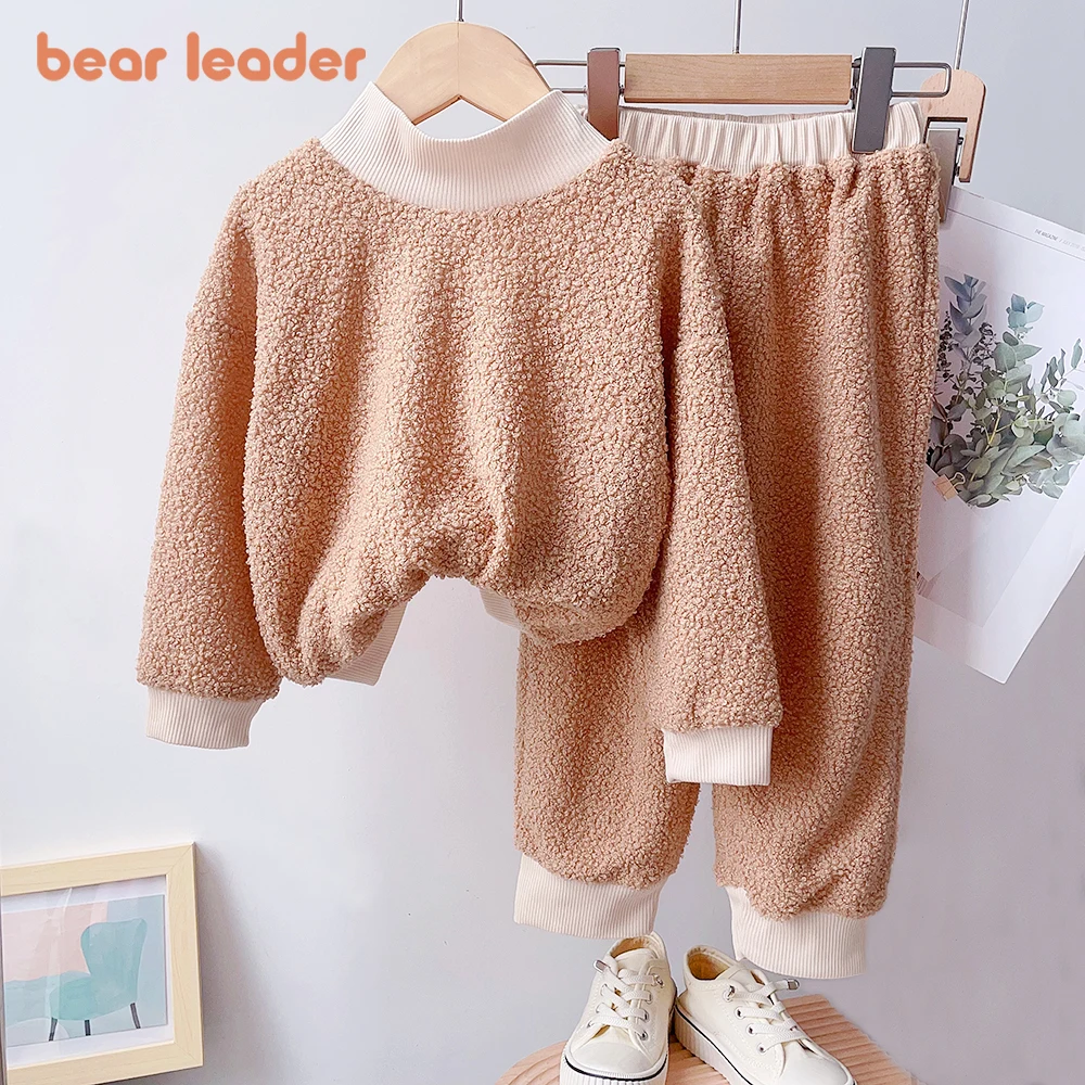 

Menoea Girls' Set 2023 Autumn/Winter New Kids' Lamb Fleece High Neck Long Sleeve Top+Pants Two Piece Children's Fashion Set
