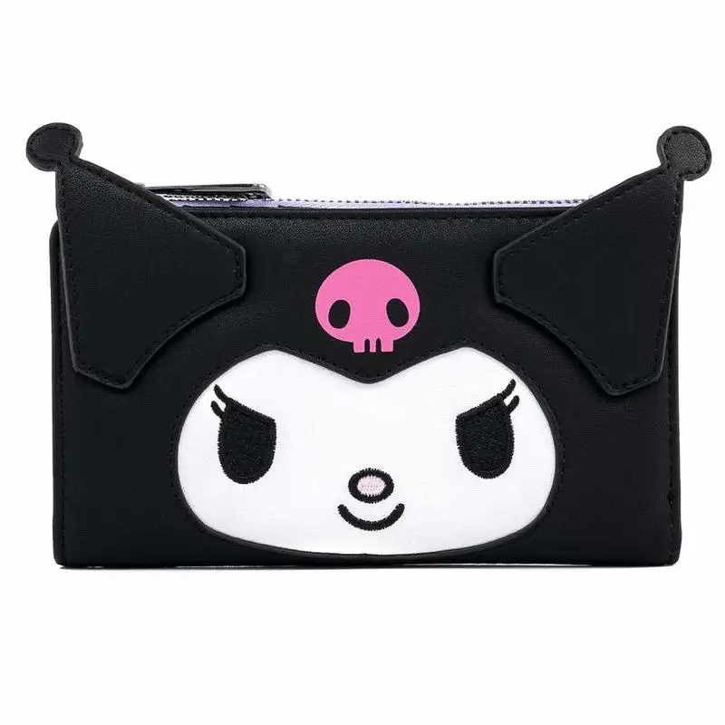 

Loungefly Sanrio Kuromi Style Printed Embroidery Wallet Cute Cartoon Card Bag Storage Bag Flip Wallet Fashion Girl Surprise Gift