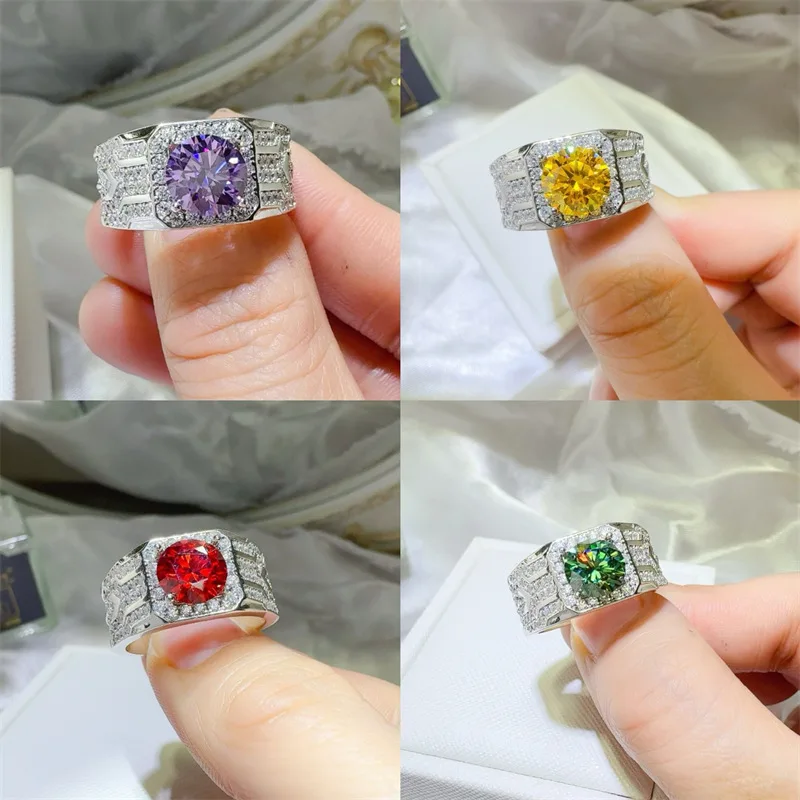 Gentleman Style Luxury Colored Diamond Ring For Men 2ct Moissanite PT950 Platinum | Unique colored diamond,exclusive men's taste
