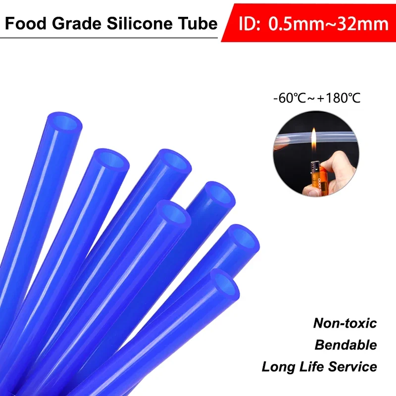 

1~10M Blue Flexible Silicone Tube ID 0.5-32mm Food Grade Rubber Hose Flexible Nontoxic Tasteless Aquarium Garden Water Pipe
