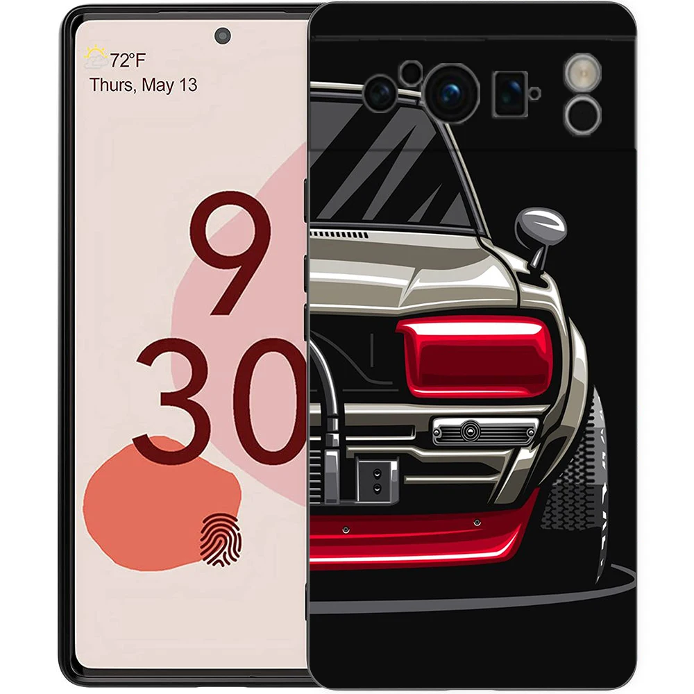 Japan JDM Sports Cars Phone Case For Google Pixel 9 8 7 6 Pro XL 8A 7A 6A TPU Shell Soft Shockproof Black Cover