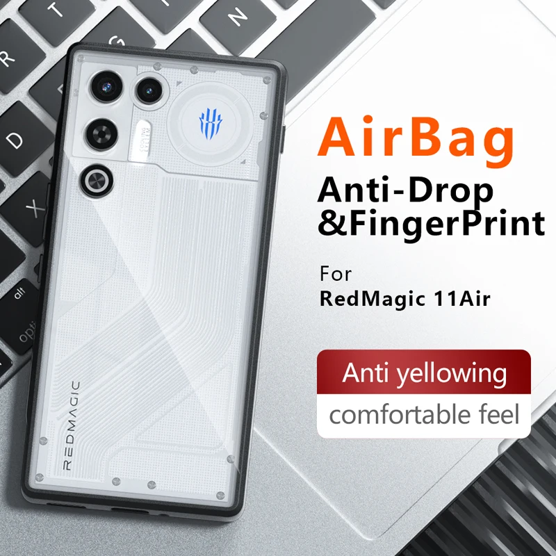Coque antichoc givrée effet peau mate PC+TPU anti-traces de doigts transparente pour ZTE Nubia Red Magic 11 Air