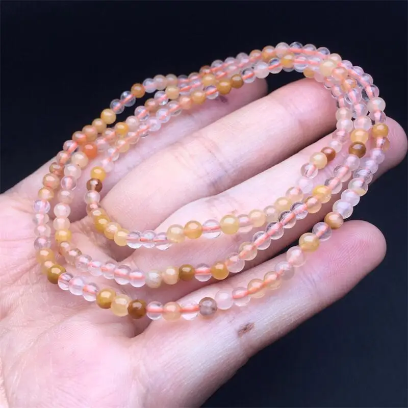 

3.6MM Natural Yellow Rabbit Hair Quartz Triple Circle Bracelet Women Healing Gemstone Crystal Strand Lovers Jewelry Gift 1PCS