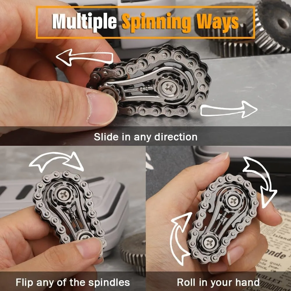 โลหะ Fidget CHAIN ของเล่น,Sensory EDC Anti ความเครียดบรรเทาความวิตกกังวลโลหะ Fidget Finger Hand SPINNER ของเล่นสําหรับเด็กผู้ใหญ่ ADHD ออทิสติก