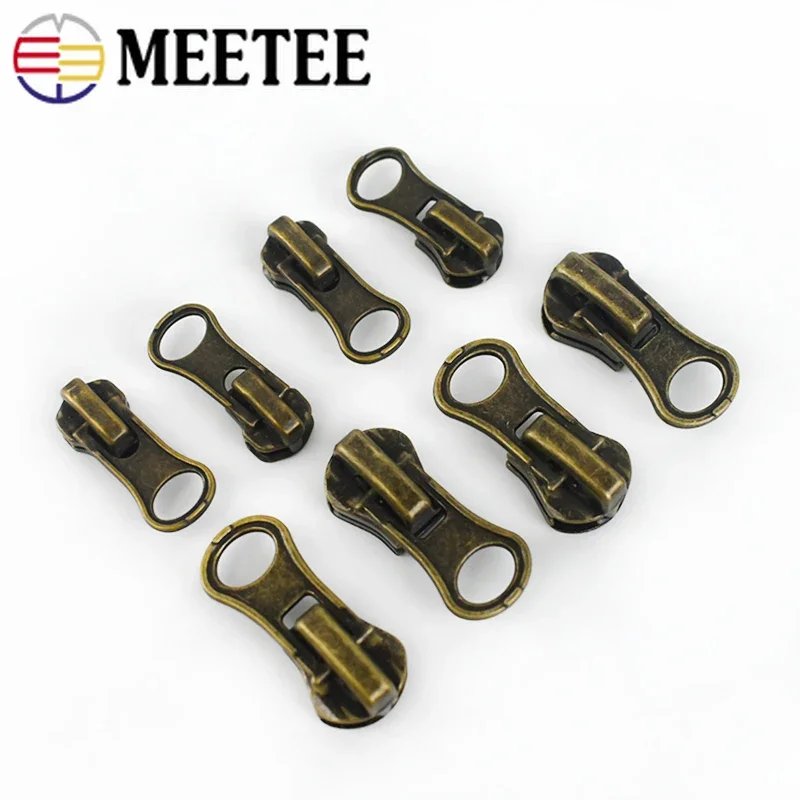 

Meetee 10pcs 3# 5# 8# Retro Bronze Zipper Slider for Metal Zippers Bag Jacket Zip Head DIY Clothes Sliders Puller Repair Fitting