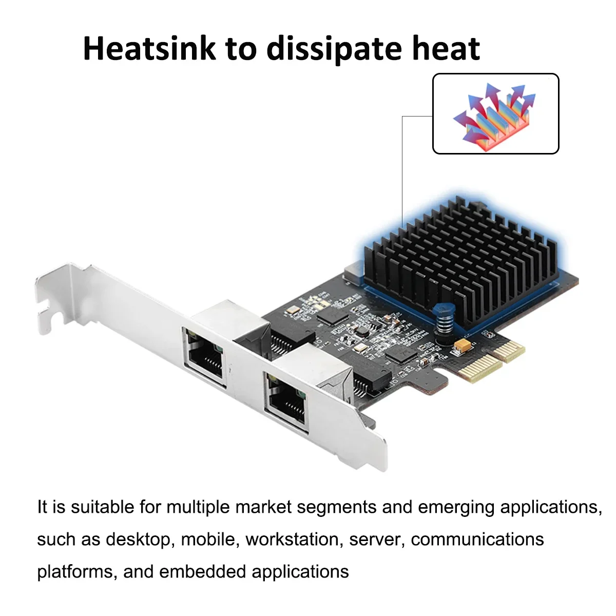 IOCREST 2.5G Base-T Gigabit Network Adapter  2 Ports 2500Mbps PCIe 2.5gb Ethernet Card RJ45 LAN Controller Card Pci-e 8125 chip