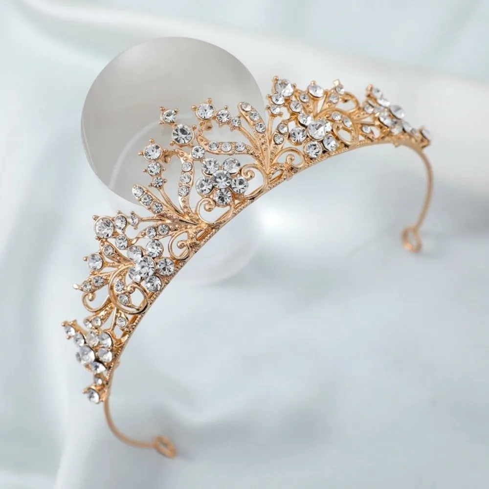 مجوهرات الزفاف تألق حجر الراين الإكليل رائعة أنيقة الزفاف إكسسوارات الشعر سبيكة معدنية فاخرة الأميرة التيجان هدية #4