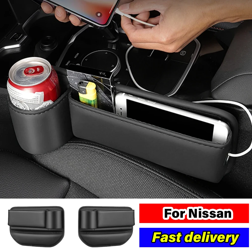 

Universal PU Car Seat Gap Organizer Side Pocket Crevice Storage Box Interior Accessory For Nissan Qashqai T32 T31 Juke J10 J11