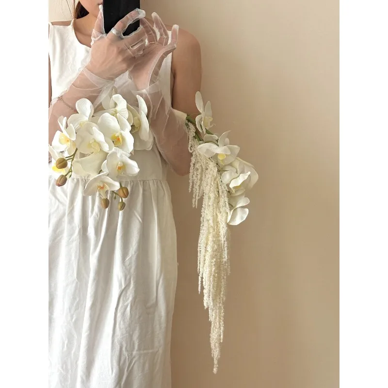 Simulation flower Phalaenopsis calla lily certificate travel auction hand bouquet bride wedding waterfall hand