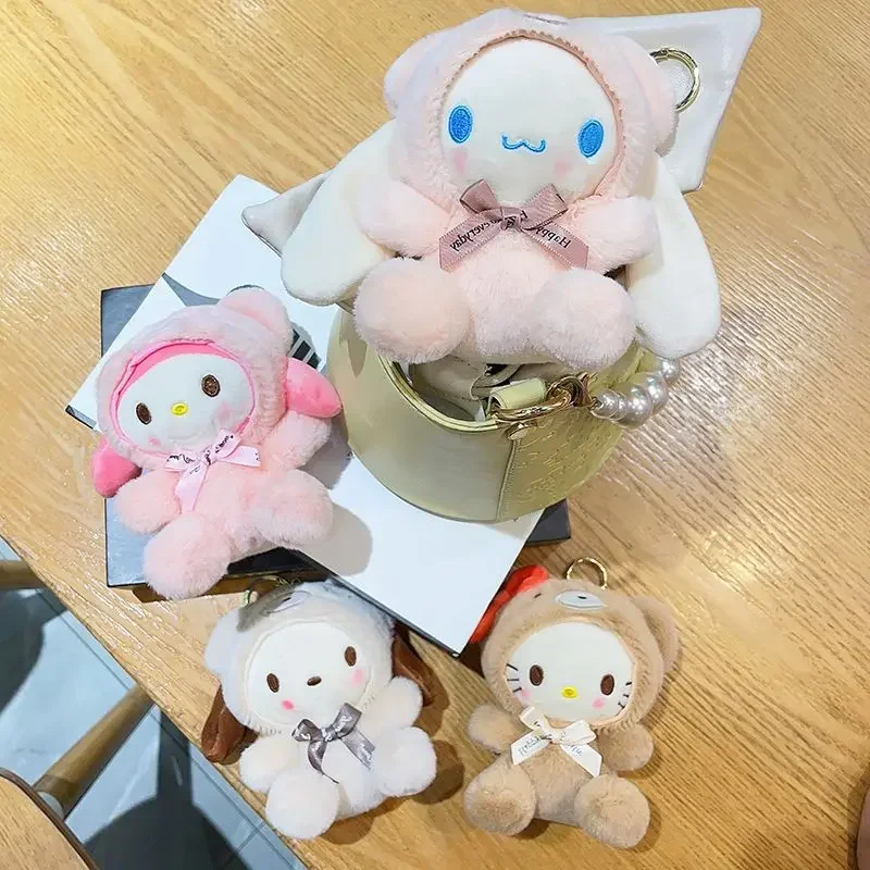 مرحبا كيتي بلدي ميلودي سينامورول الكرتون لطيف أفخم دمية Guzi Kawaii المفاتيح قلادة حقيبة حقيبة الملحقات ألعاب من القطيفة بالجملة
