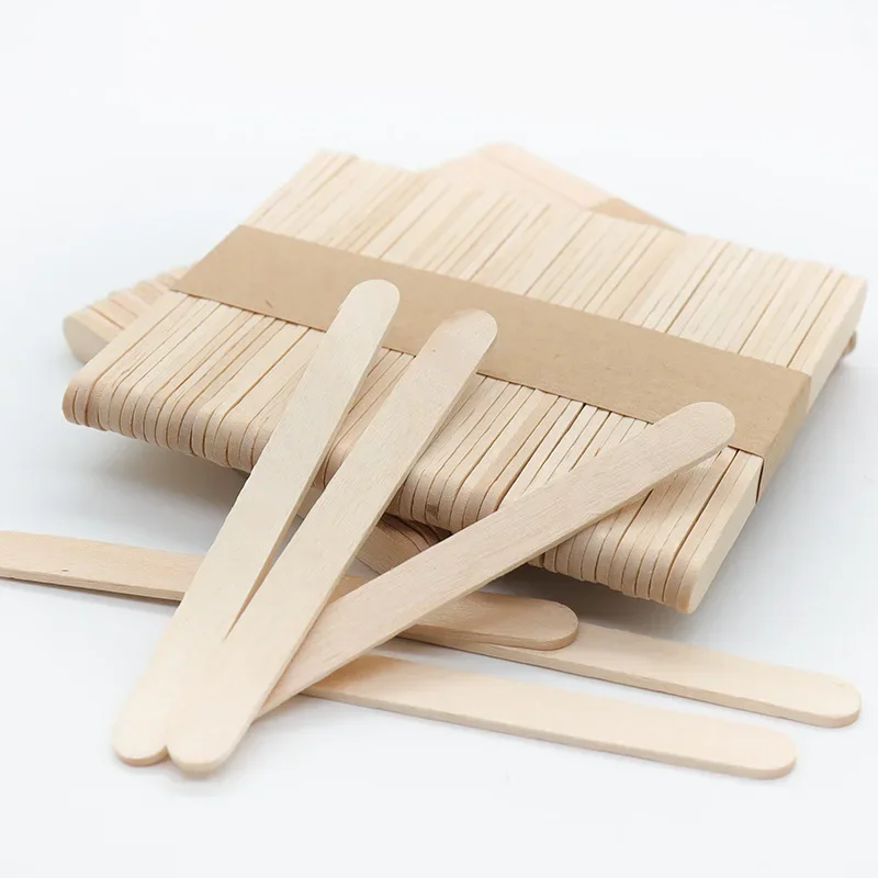 50/100pcs Ice Cream Popsicle Sticks Natural Wooden Sticks Ice Cream Spoon Hand Crafts Art Ice Cream Lolly Cake Tools