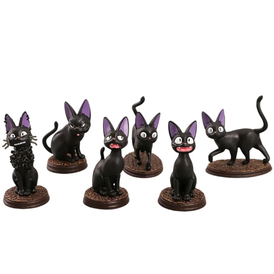 6pcs/set Cartoon Black Cat Jiji Gigi Figure PVC Action Toy Doll Model Set Black Cat Hayao Miyazaki Figure Toy kids birthday gift