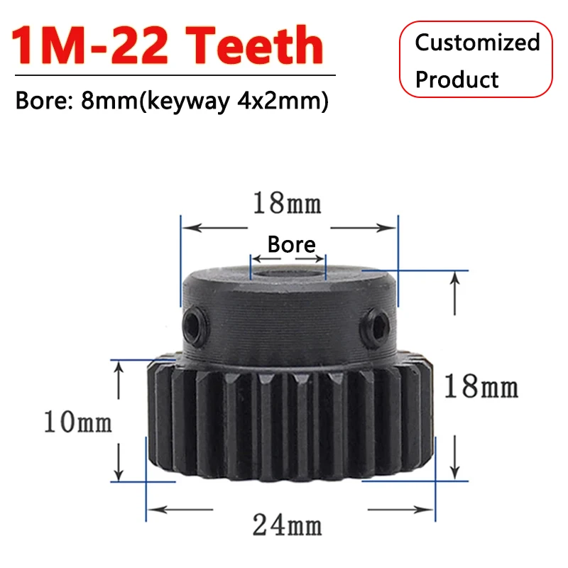 engrenagens de motor de aco com step bore produto personalizado m spur gear 4x2 mm modulo 22 t 45 pcs 8pcs 01