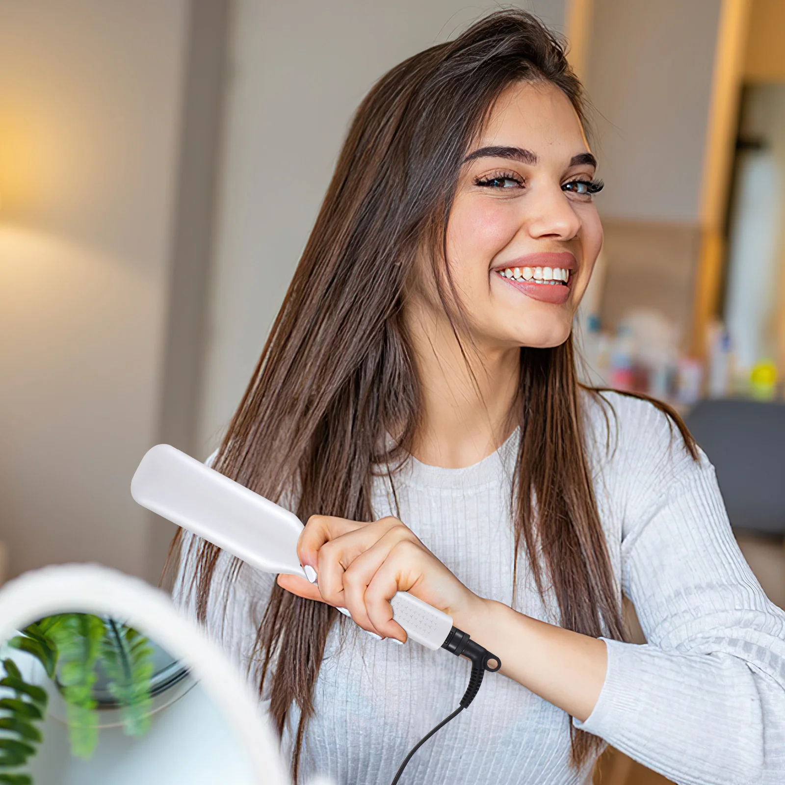 

Hair Straightener Flat Iron Hair Curler Straightening Tool Us Plug Ceramic Coated Plates Easy Temperature Adjust