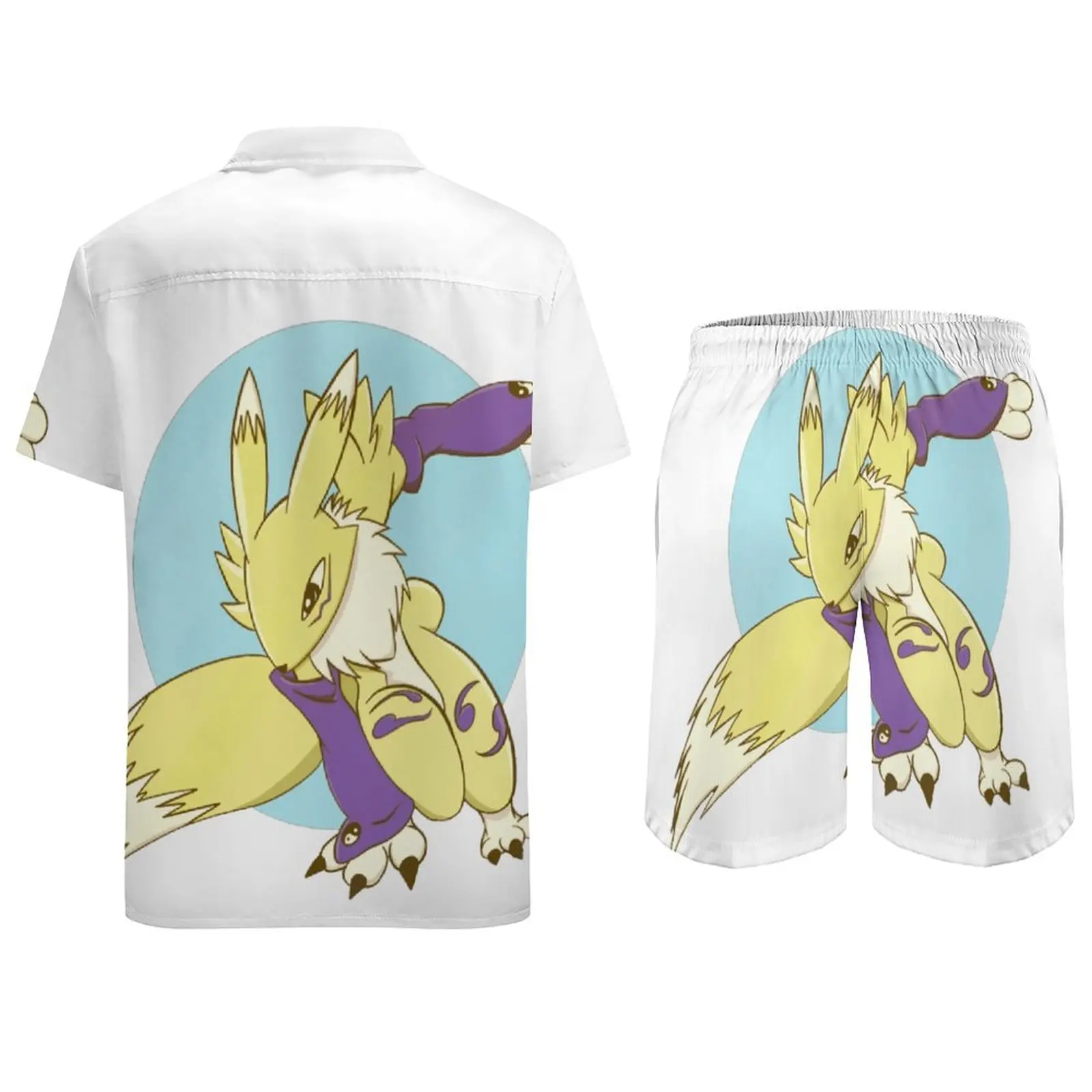 Костюм пляжный мужской Renamon с аниме «Золотая лисица», круглый дизайн, забавный, 2 предмета, координаты, домашний, американский размер