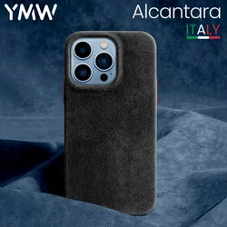 YMW ALCANTARA Handmade Case for iPhone 13 Pro Max 12 mini 11 Luxury Business Supercar Interior Same Suede Leather Phone Cover