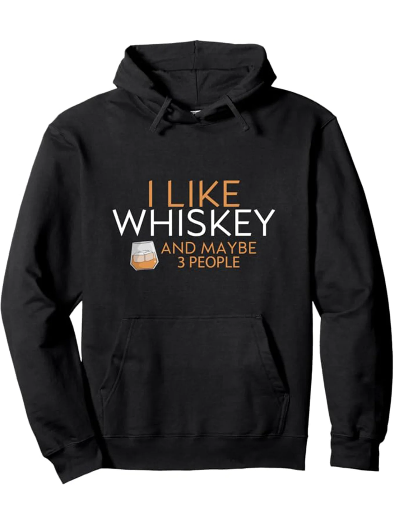 

Men's whisky print hoodie "I like whisky, maybe for three people" Interesting pattern, comfortable cotton blend pullover