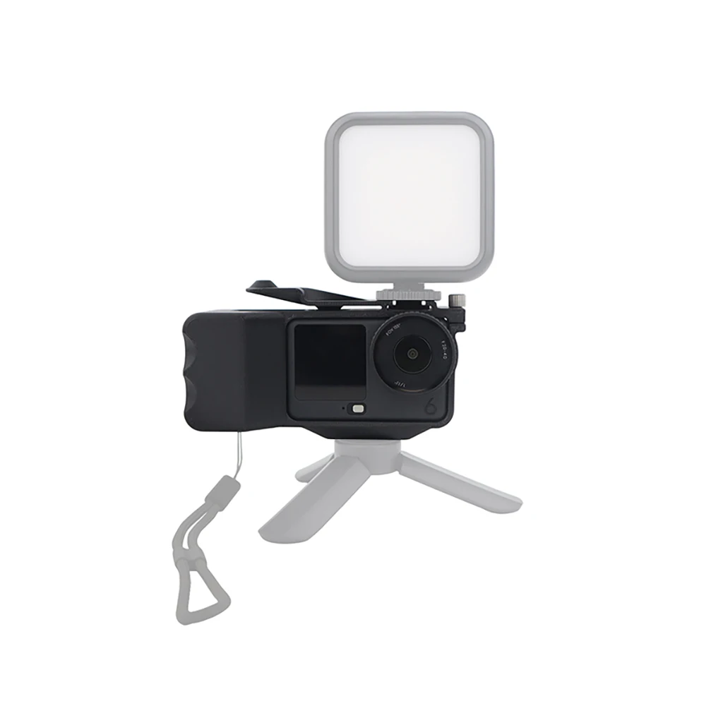 Uchwyt kamery z mocowaniem do DJI Osmo Action 6, etui na kamerę, uchwyt do filmowania vlogów ulicznych, rama ochronna ze statywem i mocowaniem cold shoe.