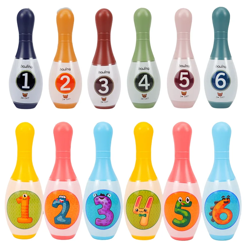 مجموعة ألعاب البولينج ألعاب تعليمية تعلم أرقام الحيوانات للأطفال الصغار ألعاب رياضية داخلية تفاعلية لعبة الحفلات هدية للأطفال